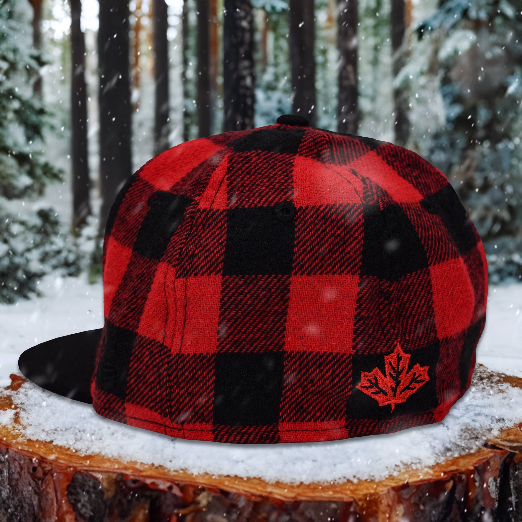 Beaverjax Double Axes - Red Buffalo Plaid & Black New Era 59Fifty - Back