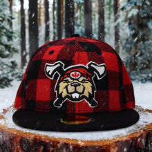 Load image into Gallery viewer, Beaverjax Double Axes - Red Buffalo Plaid &amp; Black New Era 59Fifty - Front
