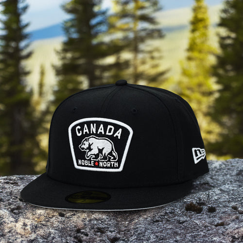 Noble North - Canada Badge - Black New Era 59Fifty (White) - Front
