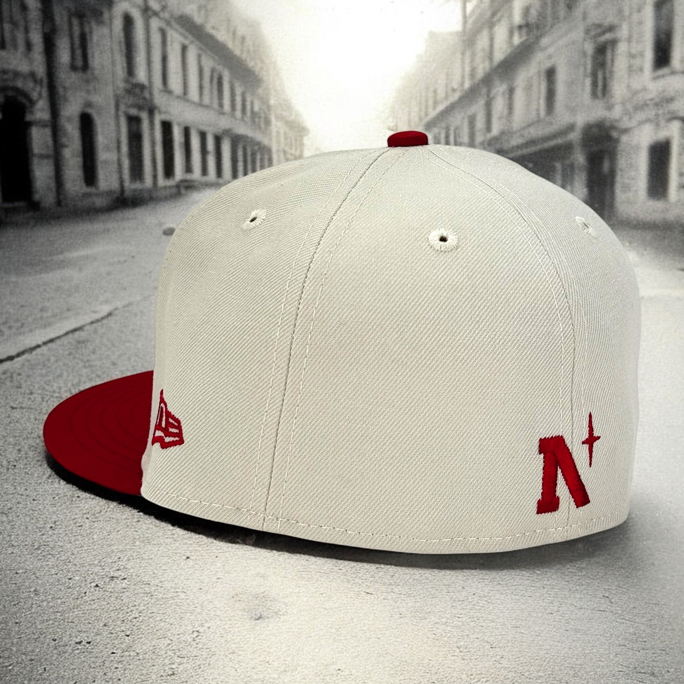Fighting Maples - Stone & Vintage Red New Era 59Fifty - Back