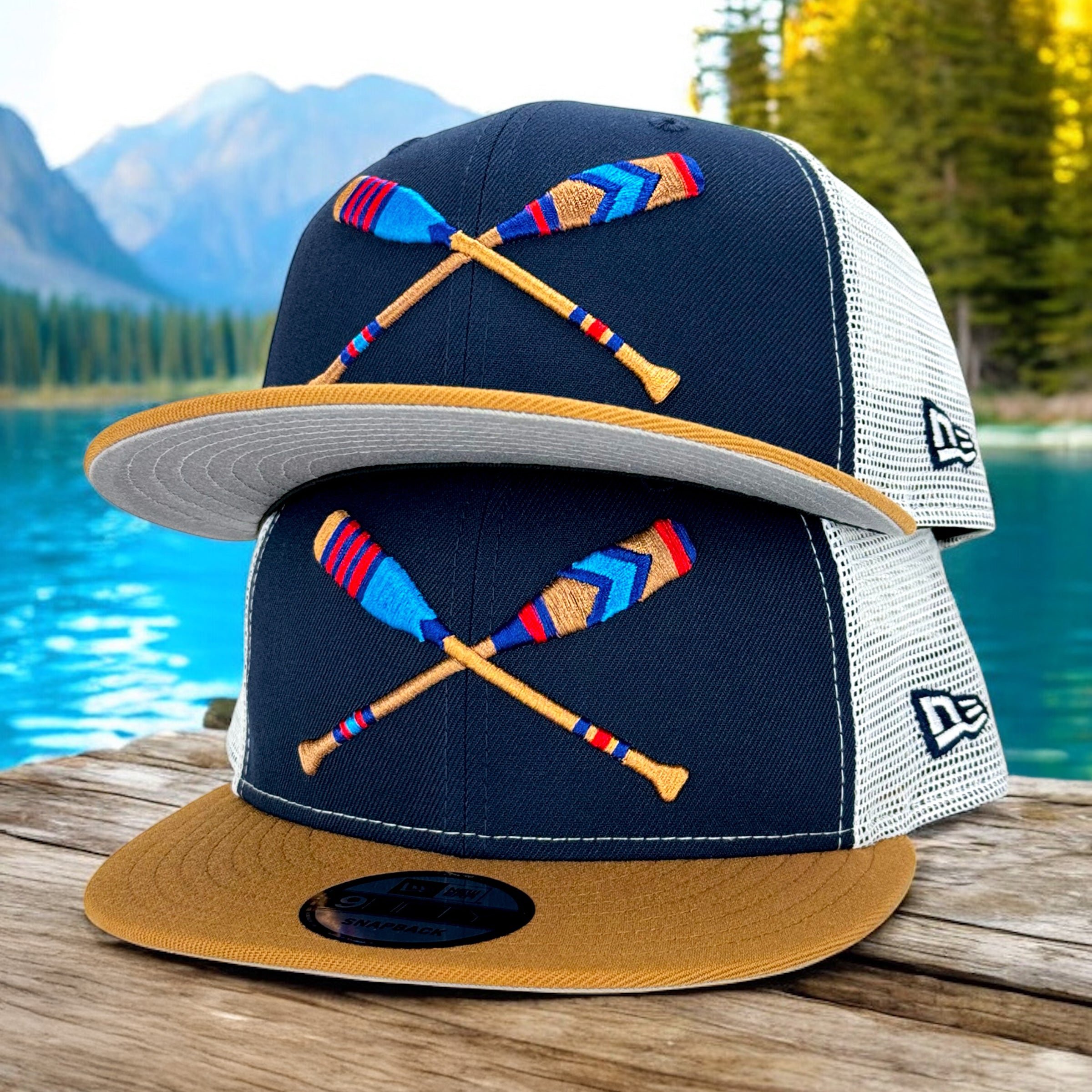 Lake Paddles - Lakeside Blue & Light Bronze New Era 9Fifty Mesh Snapback - Undervisor