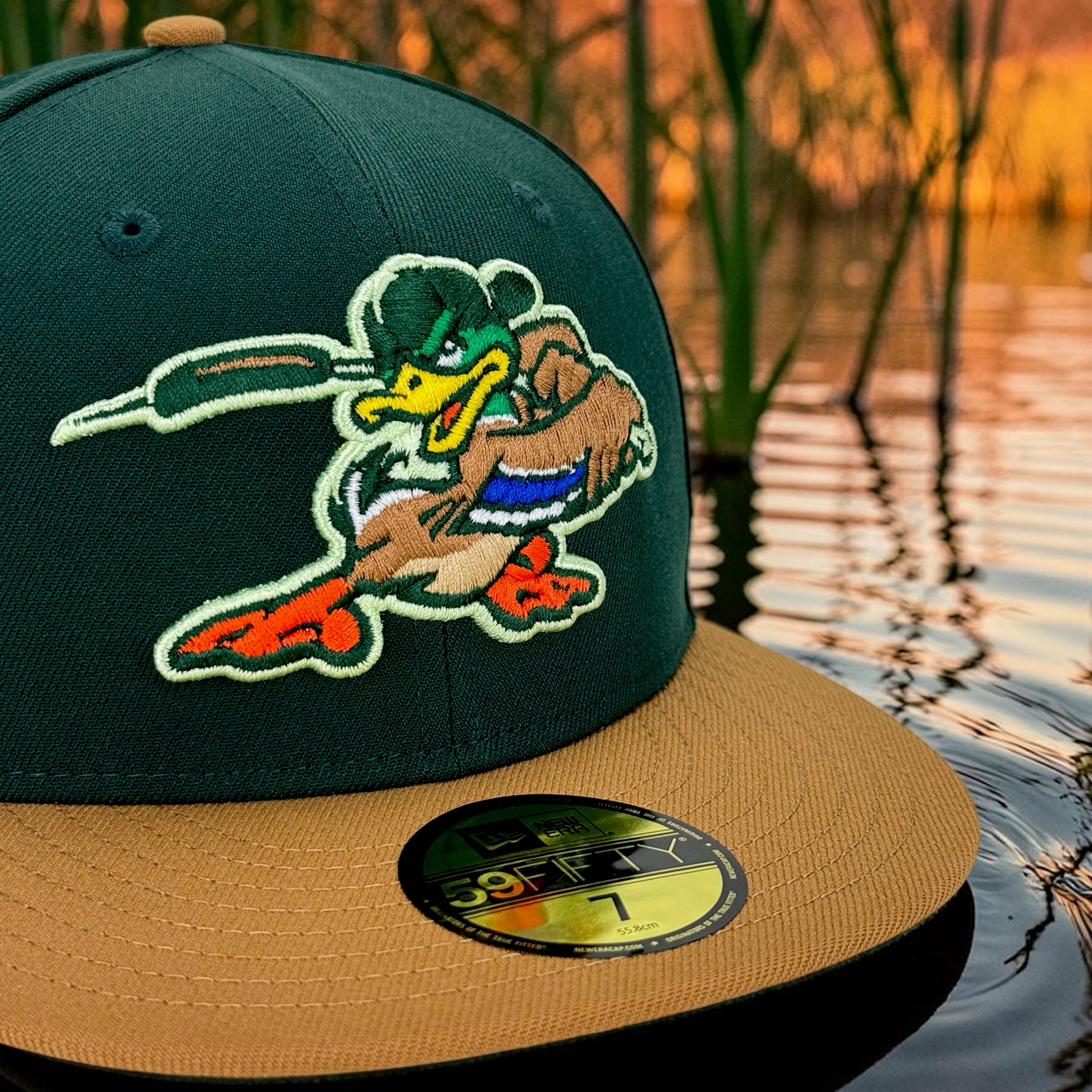 Marshland Mallards - Dark Green & Light Bronze New Era 59Fifty - Close Up