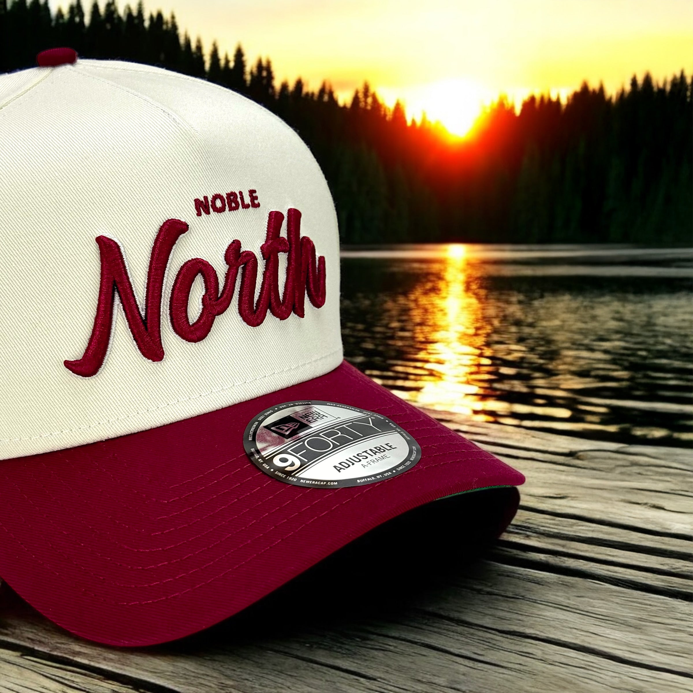 North Script - Chrome & Cardinal New Era 9Forty A-Frame Snapback - Close Up
