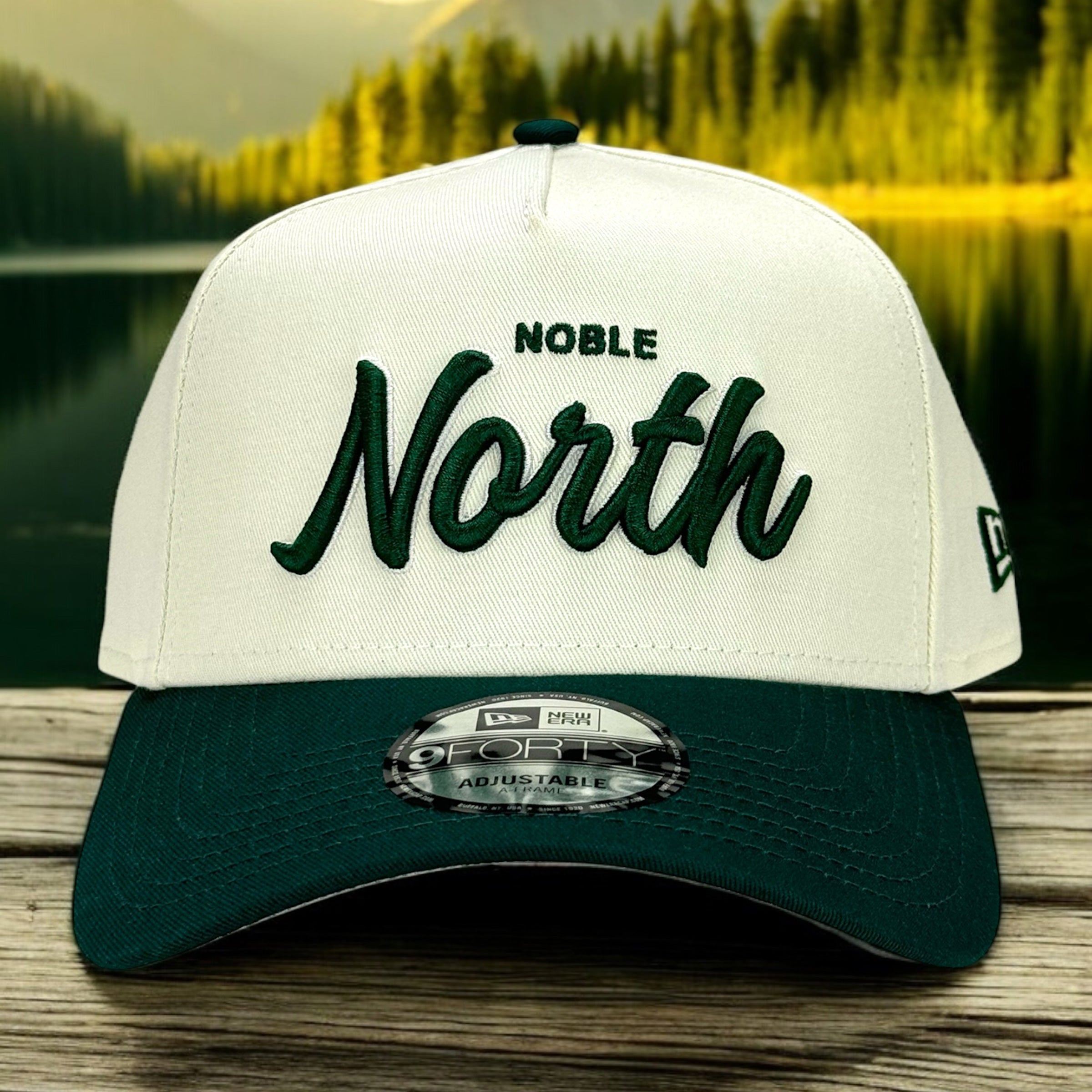 North Script - Chrome & Dark Green New Era 9Forty A-Frame Snapback - Front