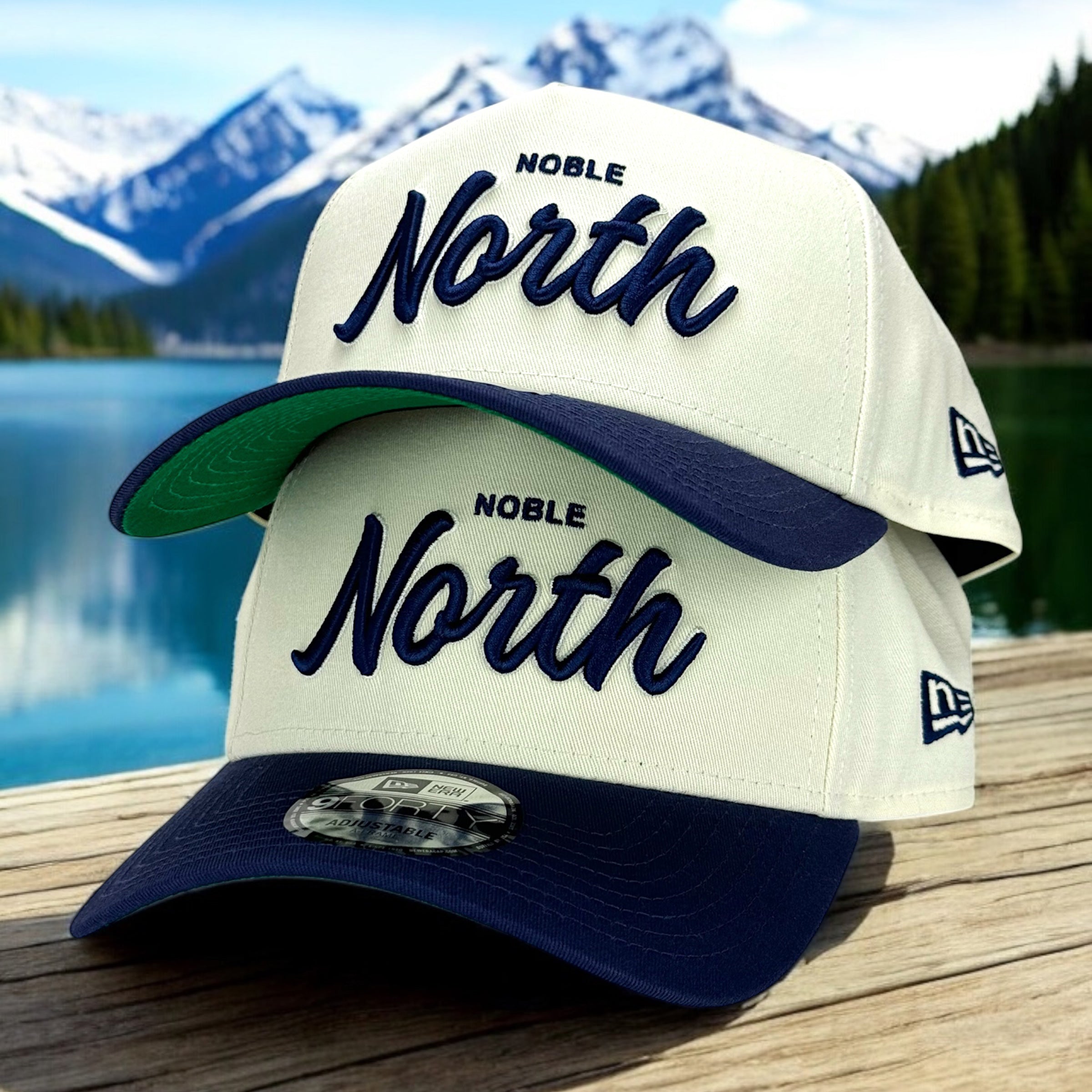 North Script - Chrome & Light Navy New Era 9Forty A-Frame Snapback - Undervisor