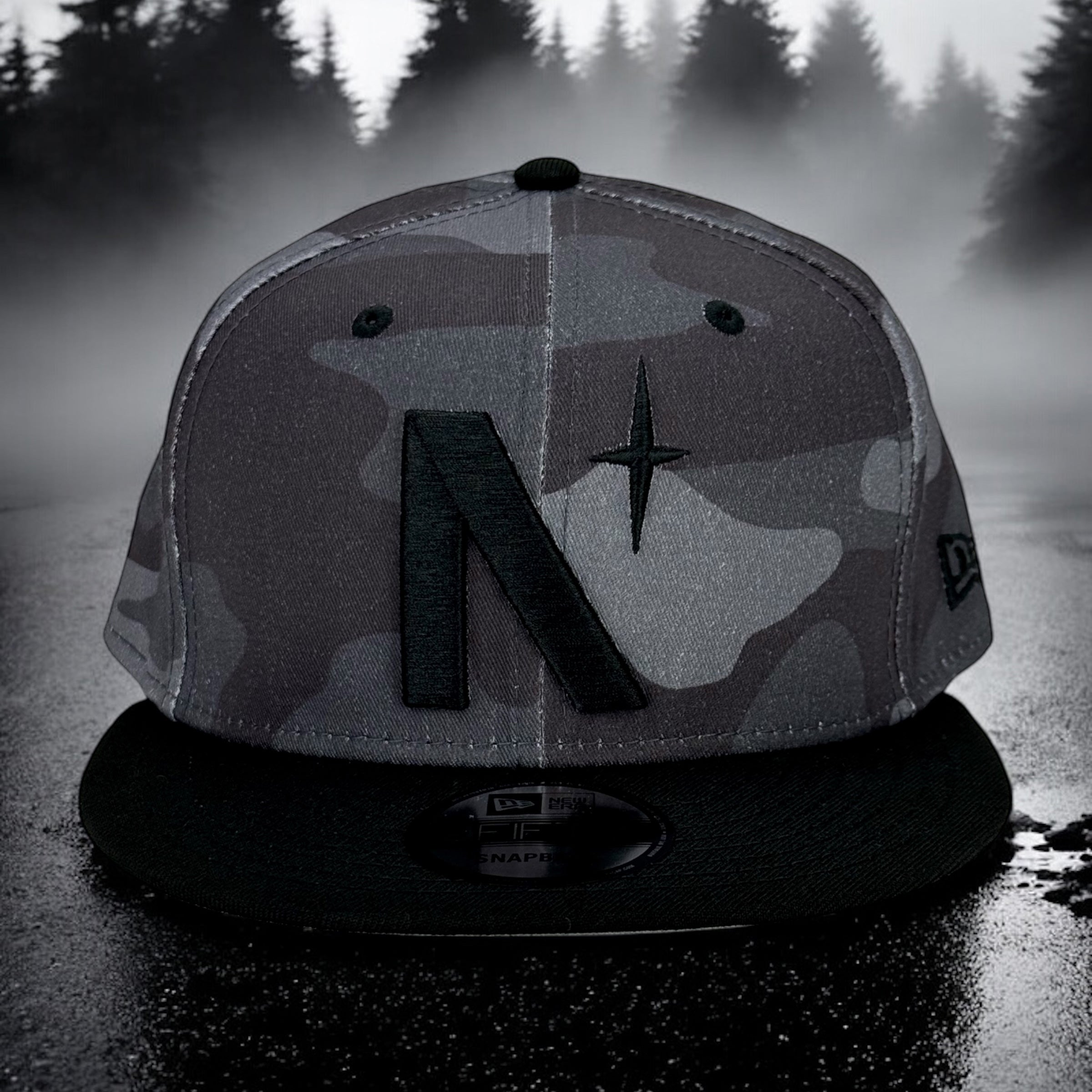 North Star - Camo Vize & Black New Era 9Fifty Snapback - Front