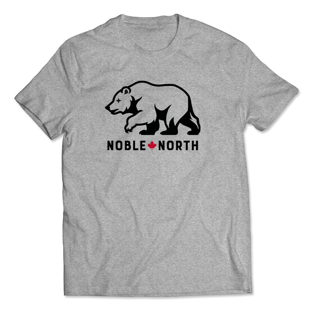 Noble North - Bear Explorer - Grey Heather T-Shirt - Front