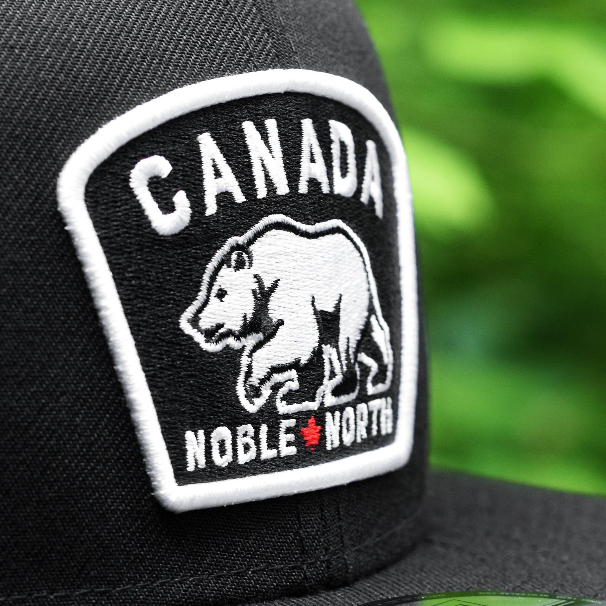 Noble North - White Canada Badge - Black New Era 9Fifty Snapback - Close Up