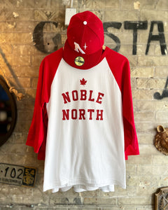 Noble North - Heritage - Red & White Baseball Tee