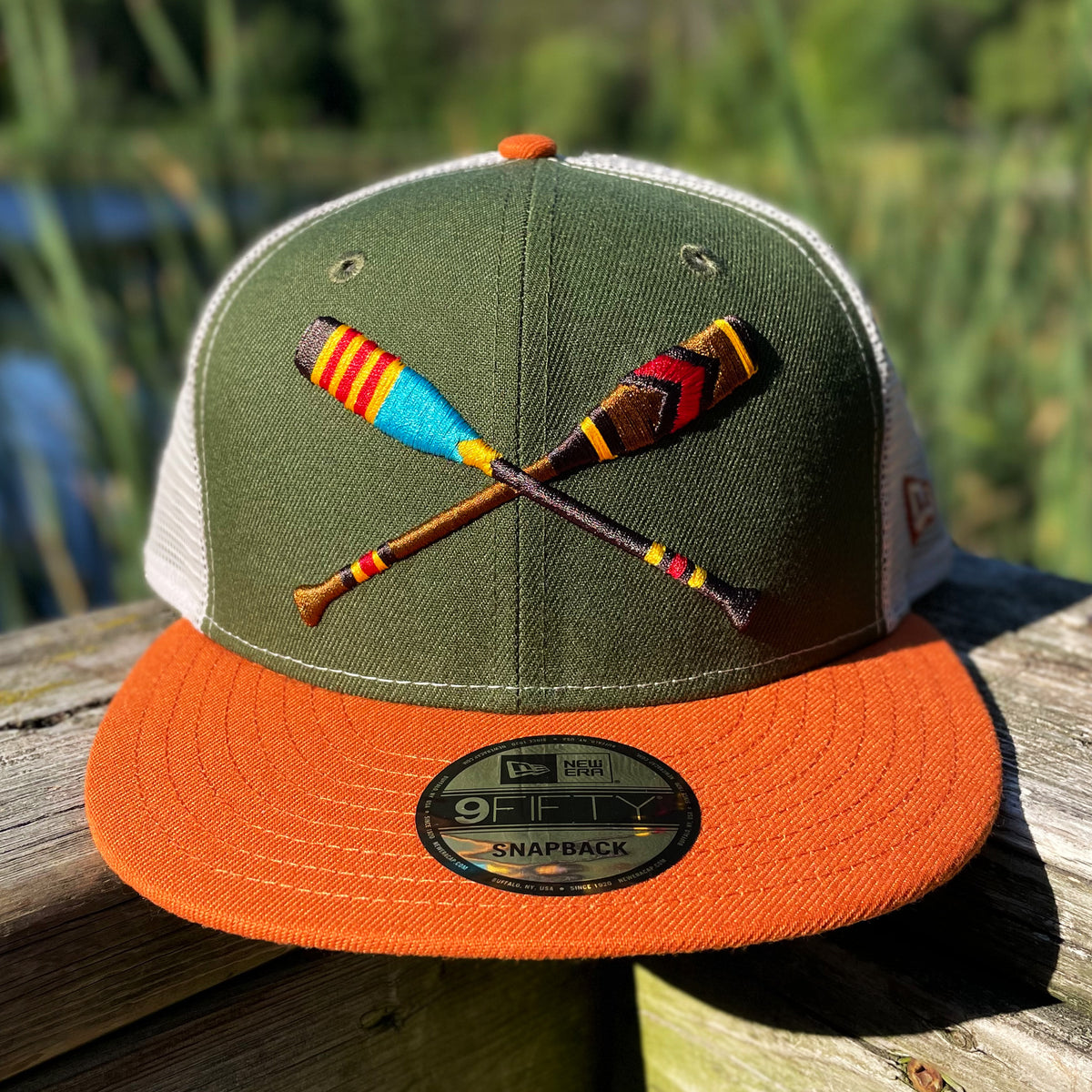 Lake Paddles - Olive & Burnt Orange New Era 9Fifty Mesh Snapback – Noble  North Co.