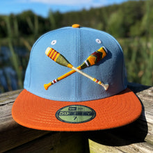 Load image into Gallery viewer, Lake Paddles - Sky Blue &amp; Burnt Orange New Era 59Fifty - Front
