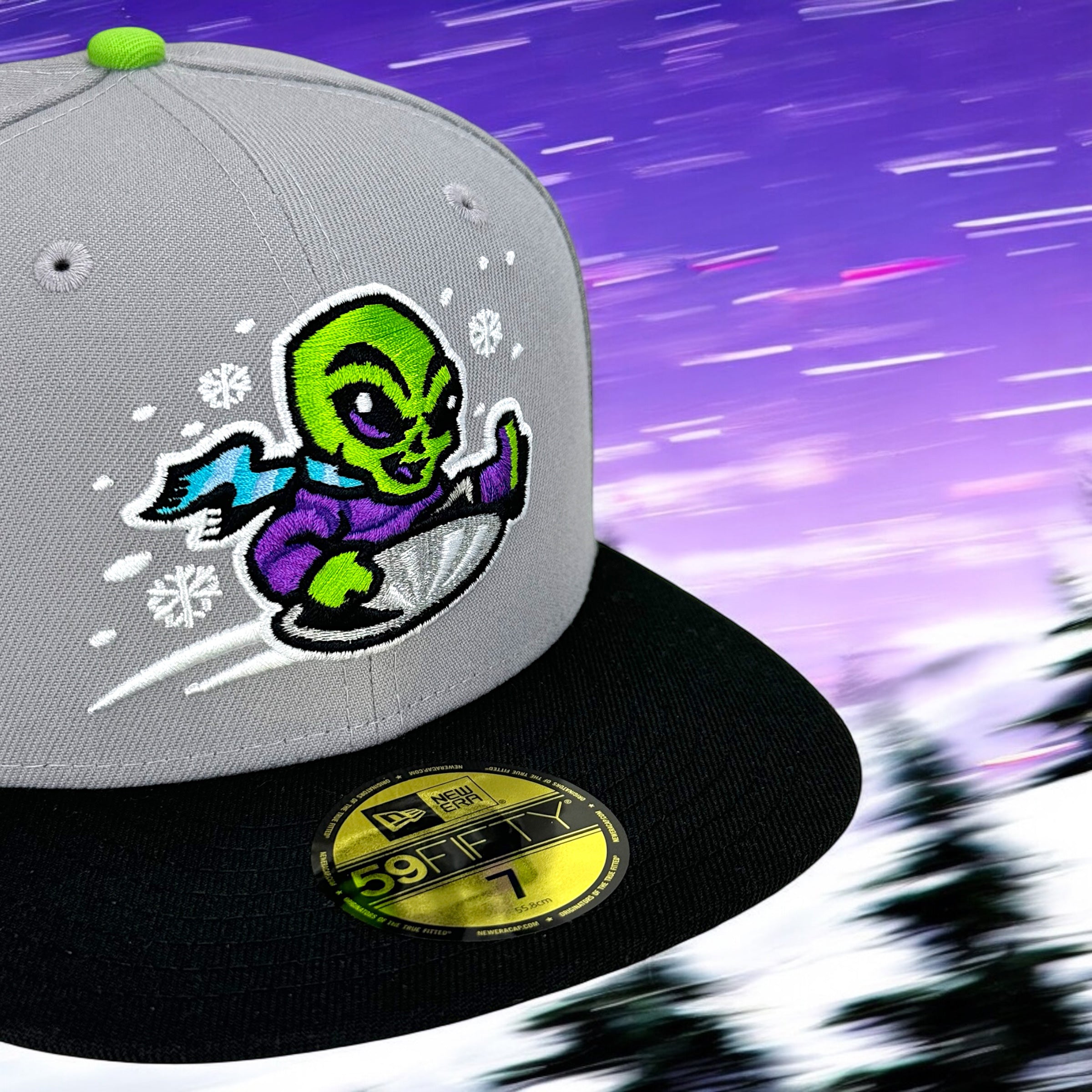 Flying Saucer - Grey & Black New Era 59Fifty - Close Up