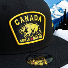 Load image into Gallery viewer, Noble North - Canada Badge - Black New Era 9Fifty Mesh Snapback - Close Up
