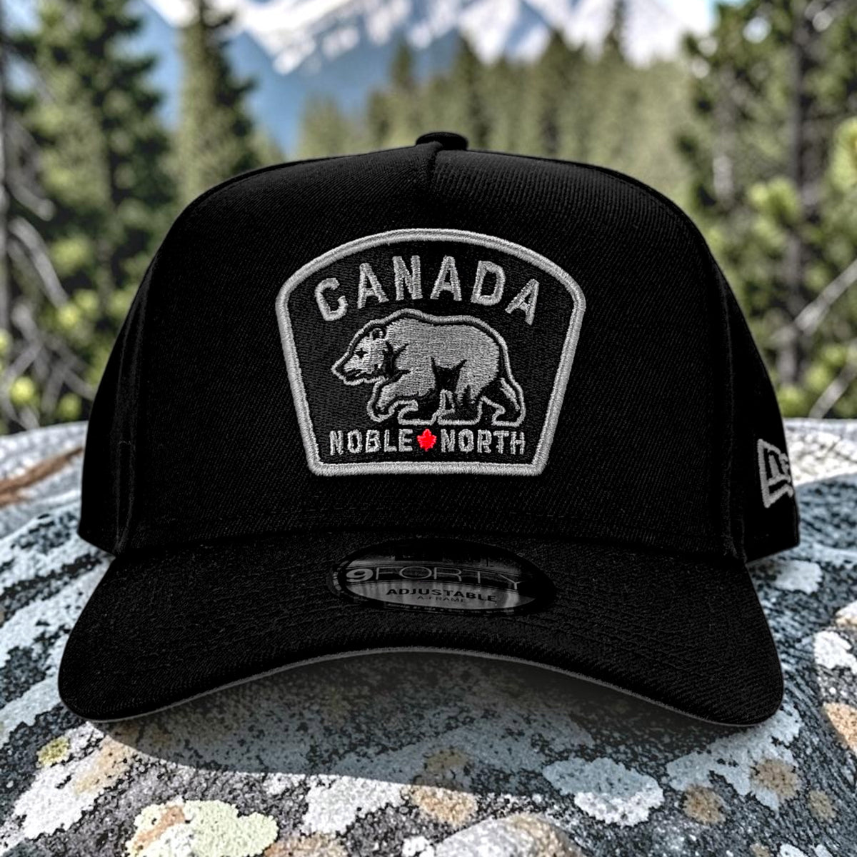 Noble North - Canada Badge - Black New Era 9Forty A-Frame Snapback (Graphite) - Front
