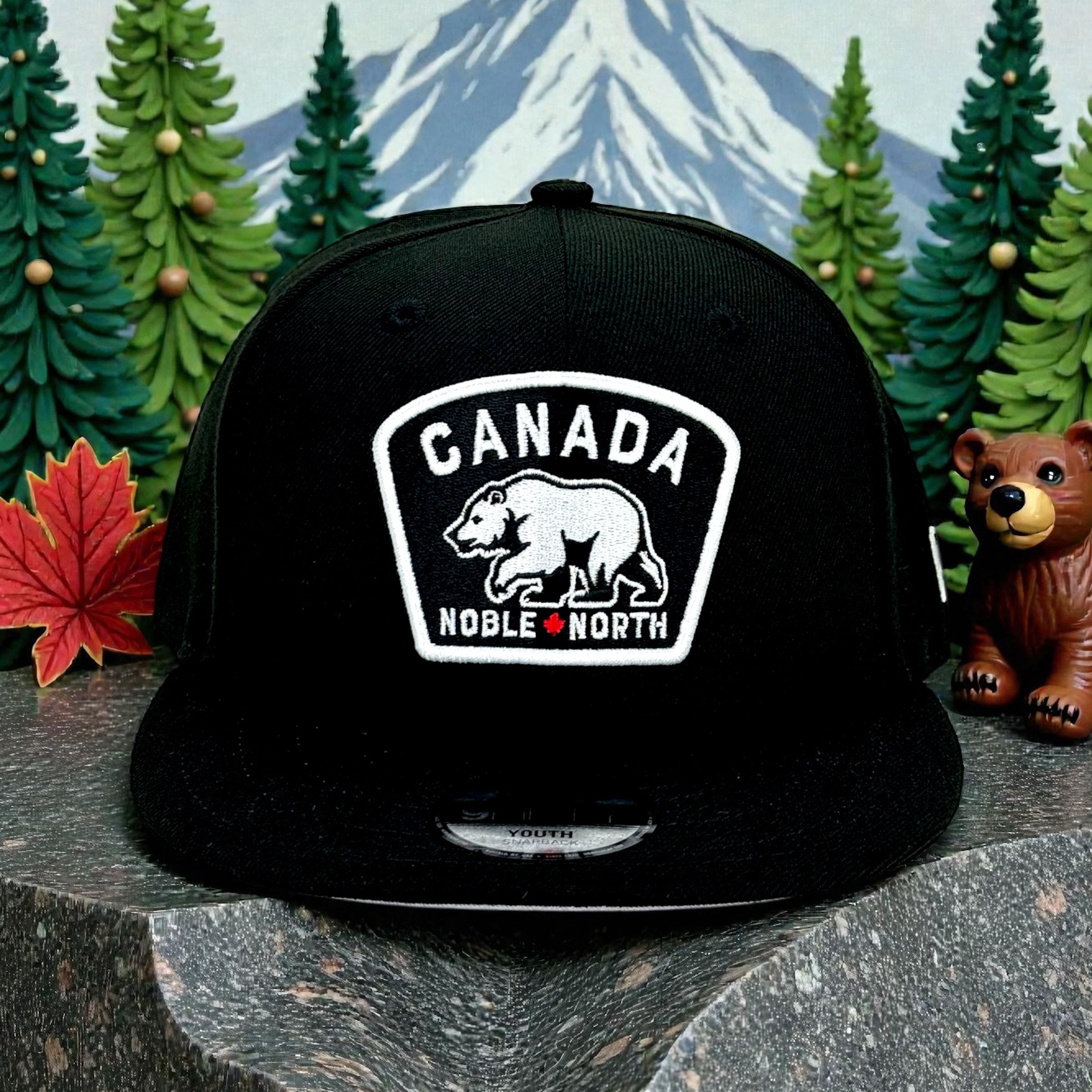Noble North - Canada Badge - Black New Era 9Fifty Snapback (Kids) - Front