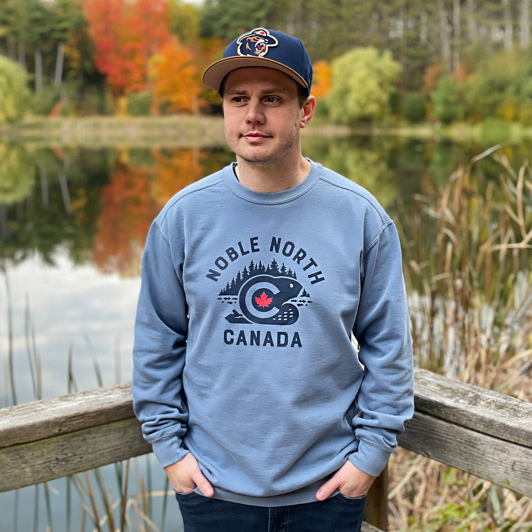 Canadian Beaver - Lakeside Blue Vintage Crewneck Sweater - Front