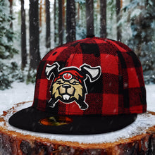 Load image into Gallery viewer, Beaverjax Double Axes - Red Buffalo Plaid &amp; Black New Era 59Fifty - Side
