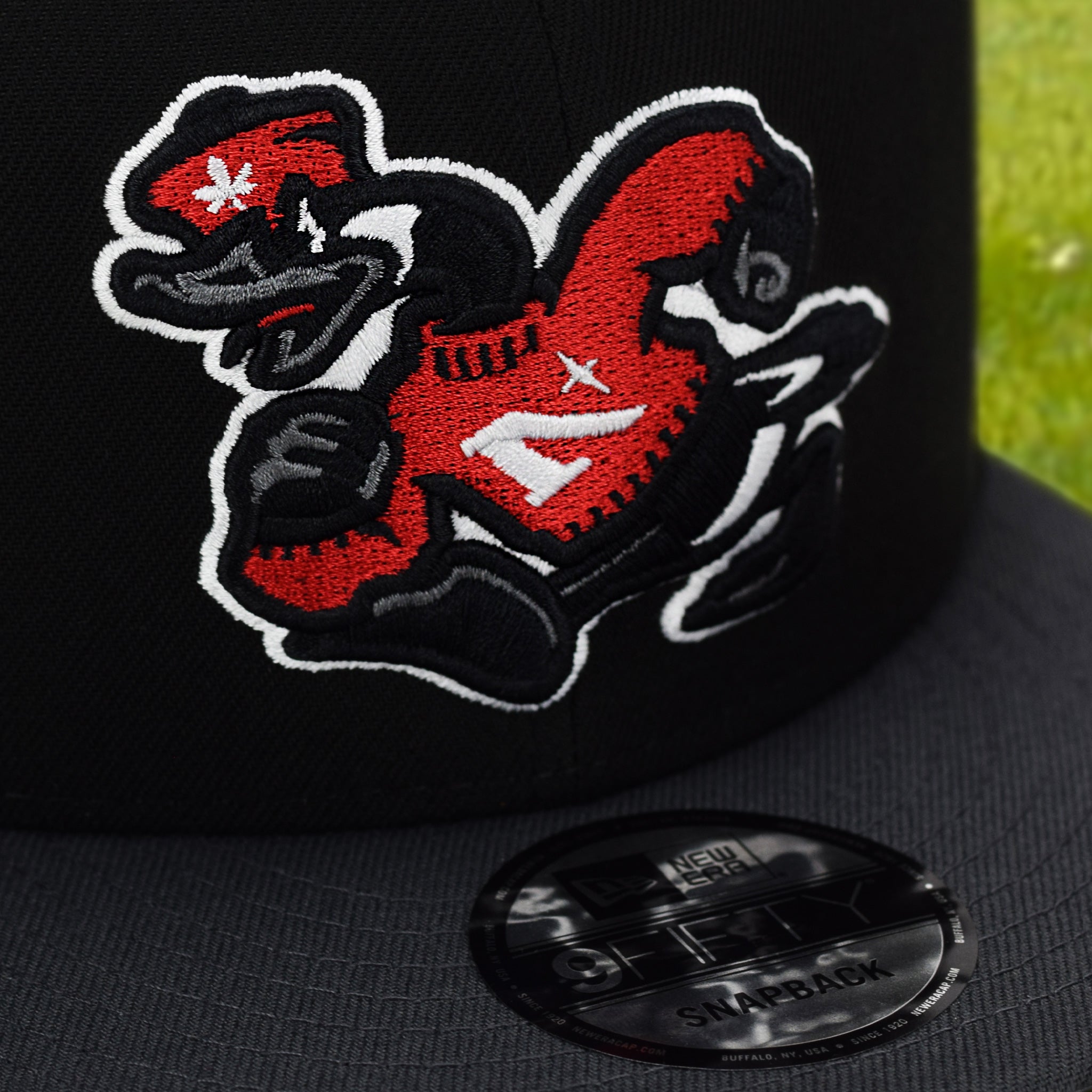 Goose Mascot - Black & Graphite New Era 9Fifty Snapback - Close Up