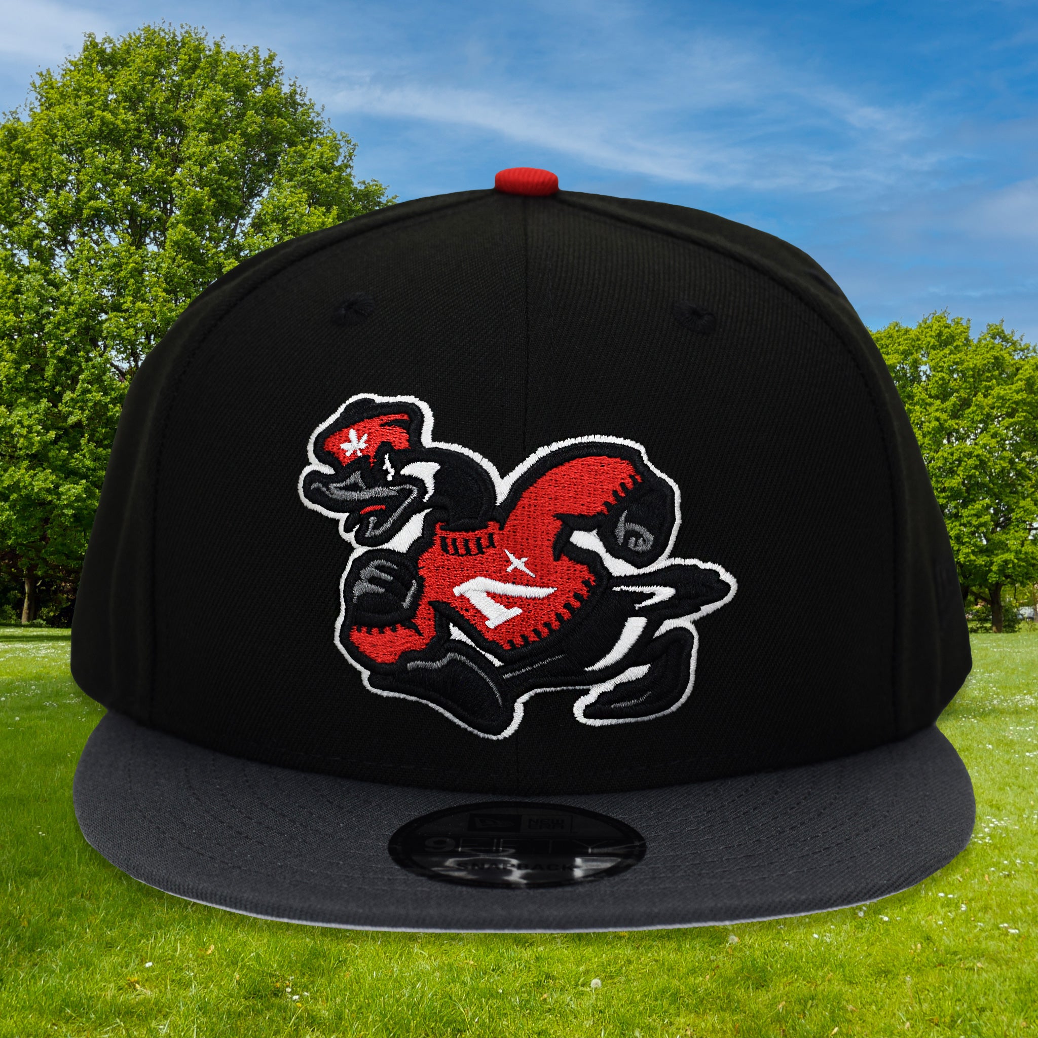 Goose Mascot - Black & Graphite New Era 9Fifty Snapback - Front