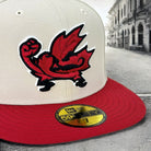 Fighting Maples - Stone & Vintage Red New Era 59Fifty - Close Up