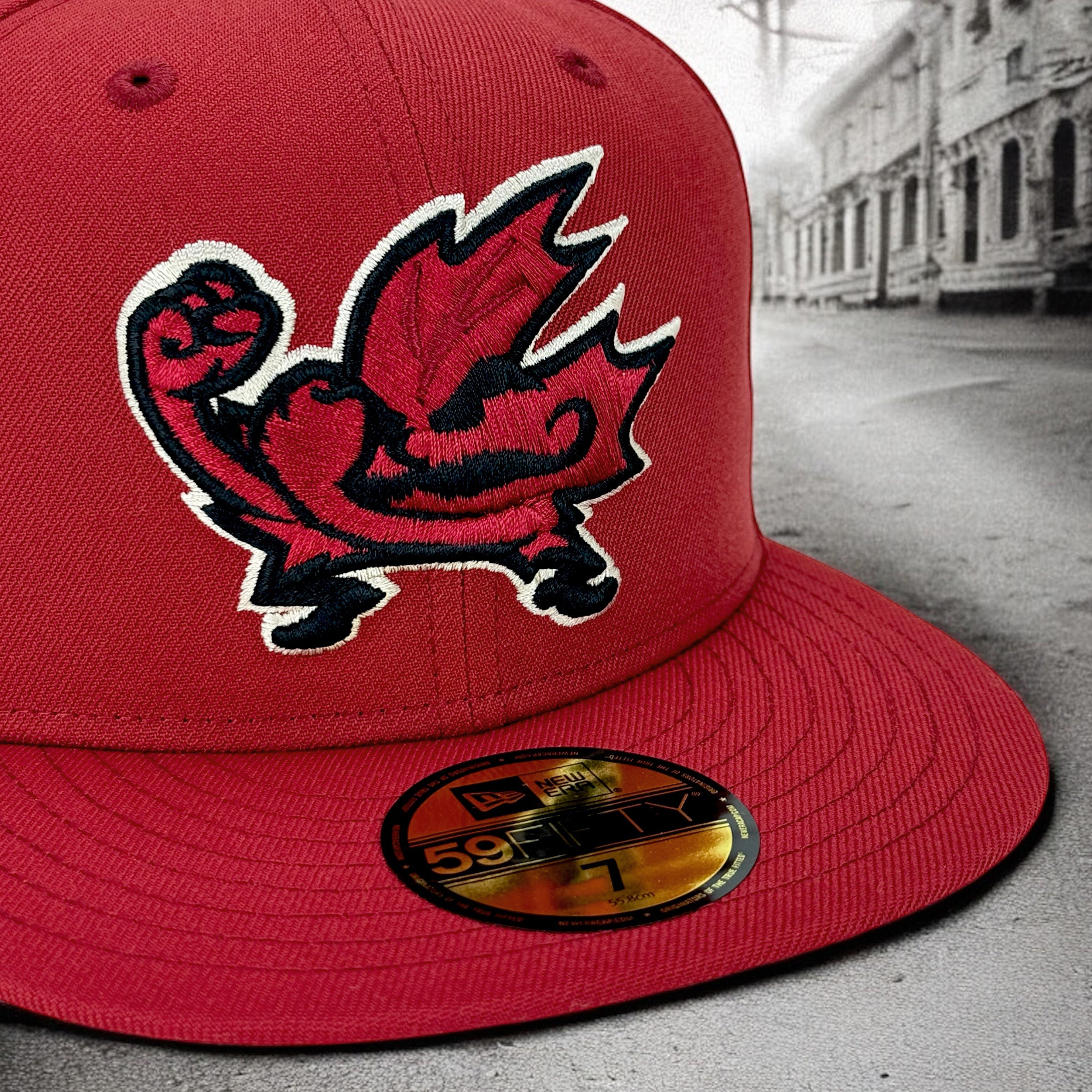 Fighting Maples - Vintage Red New Era 59Fifty - Close Up
