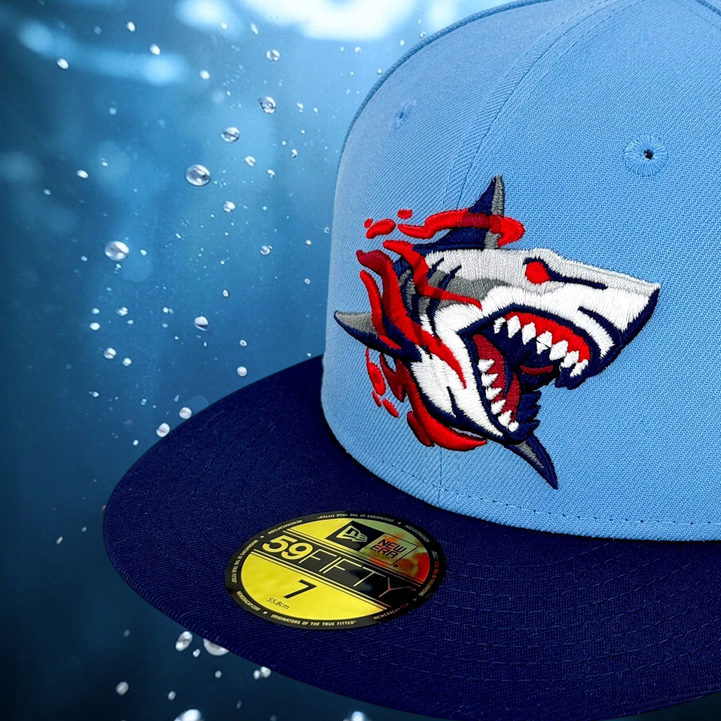 Great White North - Sky Blue & Light Navy New Era 59Fifty - Close Up