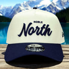 North Script - Chrome & Light Navy New Era 9Forty A-Frame Snapback - Front