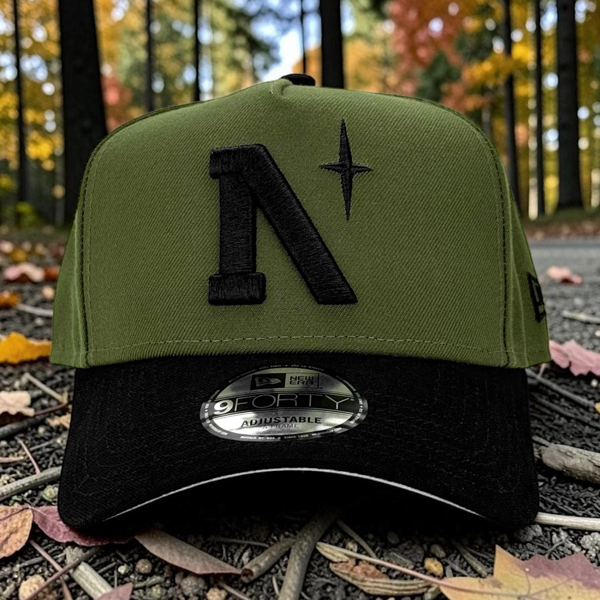 North Star - Heritage - Olive & Black New Era 9Forty A-Frame Snapback - Front