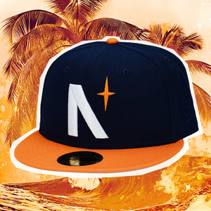 North Star - Oceanside Blue & Light Orange New Era 59Fifty - Front