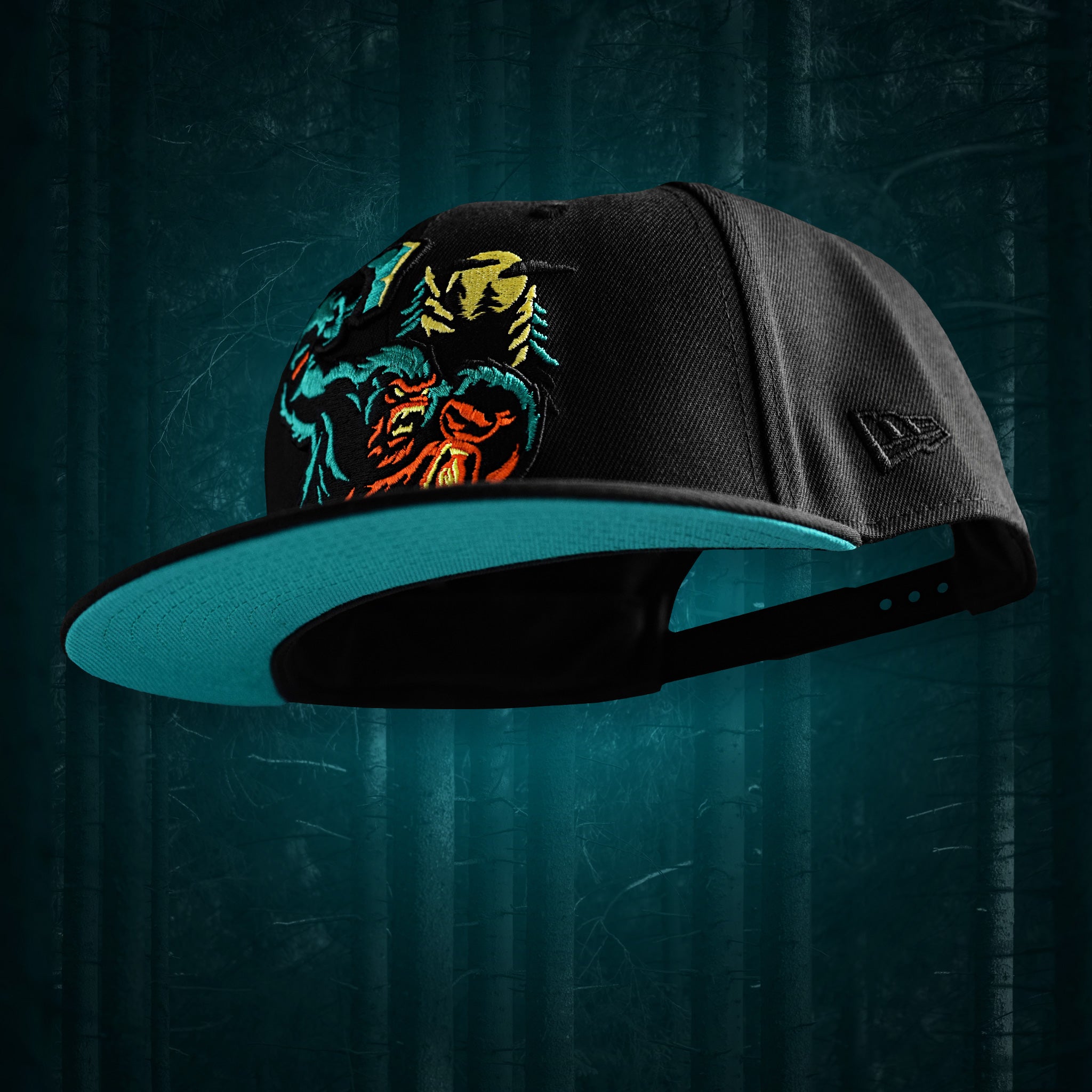 Sasquatch - Black 9Fifty Snapback w/ Aqua UV - Undervisor