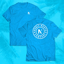 Load image into Gallery viewer, Noble North - Beach Blue Heather Tee - Front &amp; Back
