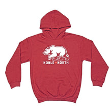 Load image into Gallery viewer, Noble North - Youth Bear Explorer Red Heather Hoodie - Front

