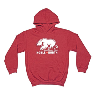 Noble North - Youth Bear Explorer Red Heather Hoodie - Front
