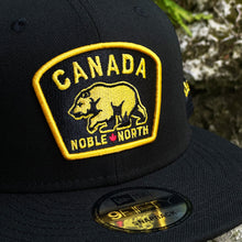 Load image into Gallery viewer, Noble North - Canada Badge - Black New Era 9Fifty Mesh Snapback - Close Up
