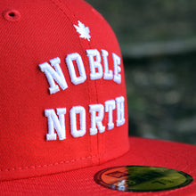 Load image into Gallery viewer, Noble North - Red New Era 59Fifty Hat - Close Up
