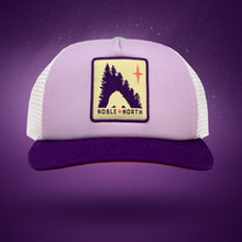 Load image into Gallery viewer, Noble North - The Pines - Purple Trucker Hat - Front

