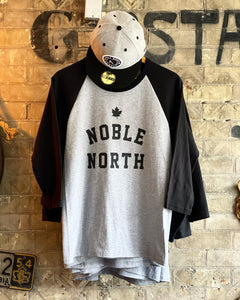 Noble North - Heritage - Black & Grey Heather Baseball Tee - Front