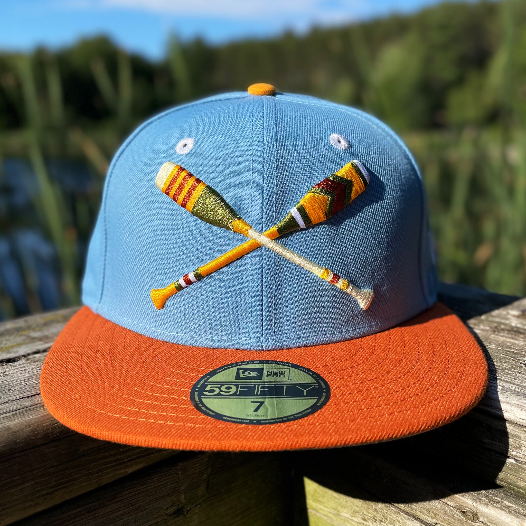 Lake Paddles Sky Blue Burnt Orange New Era 59Fifty 6 7 8