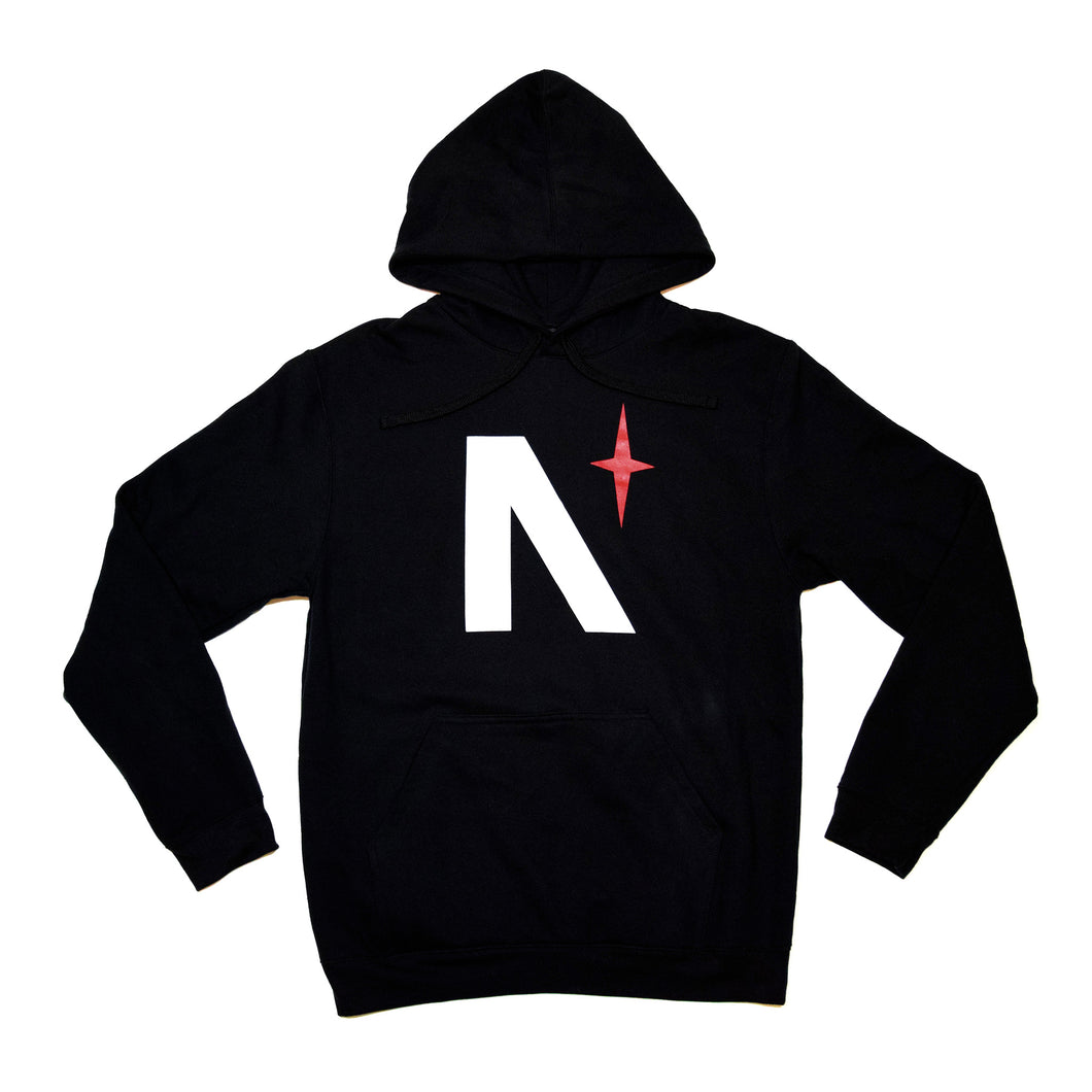 Noble North - North Star - Black Unisex Hoodie - Front
