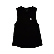 Load image into Gallery viewer, North Star - Left Chest - Ladies Black Scoop Tank - Front
