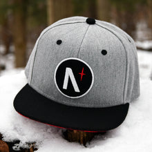 Load image into Gallery viewer, North Star - Patch - Grey Heather &amp; Black Flannel Snapback (Kids) - Front
