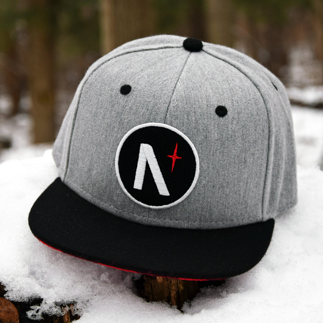 North Star - Patch - Grey Heather & Black Flannel Snapback (Kids) - Front
