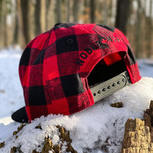 Load image into Gallery viewer, North Star - Patch - Red Buffalo Check &amp; Black Flannel Snapback (Kids) - Back
