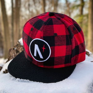 North Star - Patch - Red Buffalo Check & Black Flannel Snapback (Kids) - Front