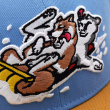 Load image into Gallery viewer, Sled Dogs - Sky Blue &amp; Tan New Era 59Fifty - Close Up
